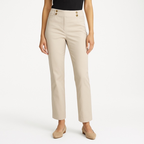 ANN TAYLOR Margo Straight Leg Pants Beige Khaki Women’s Size 8 - Picture 1 of 7